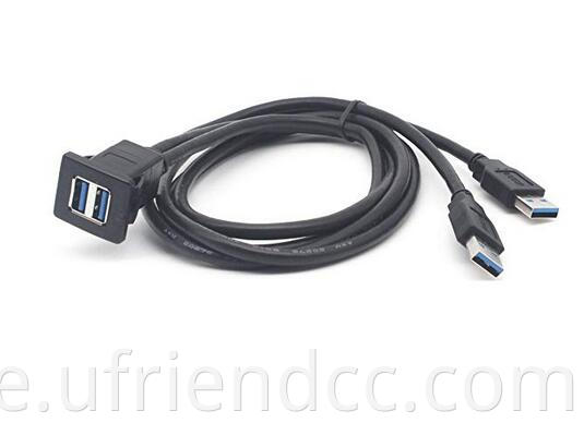 USB 3.0 A DEMITY -to Female -tosible -Flush -Panel -Mount Dual Port USB -Wasserdichte Kabel für Autoboot Motorrad